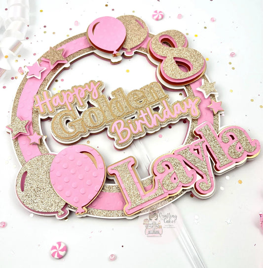 Golden Birthday Cake Topper